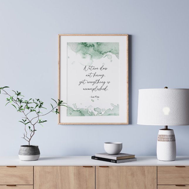 Poster Aquarelle Vert Lao Tzu Citation (Créateur téléchargé)