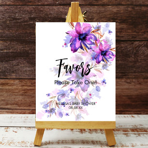 Poster Aquarelle vert violet turquoise signe de faveur fl