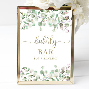 Poster Aquarelle verte Bubbly Bar Pop Fizz Clink Sign