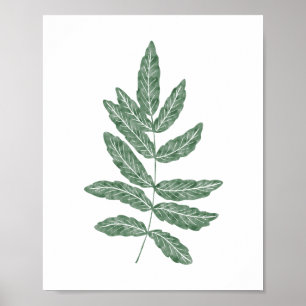 Poster Aquarelle verte Feuille de fougère botanique
