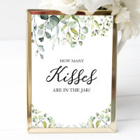 Aquarelle verte mignonne Combien de baisers