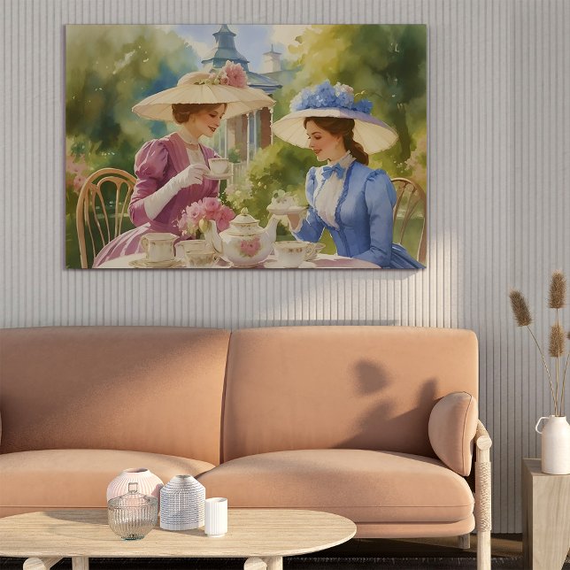 Poster Aquarelle Victorian Tea Party peinture (Créateur téléchargé)