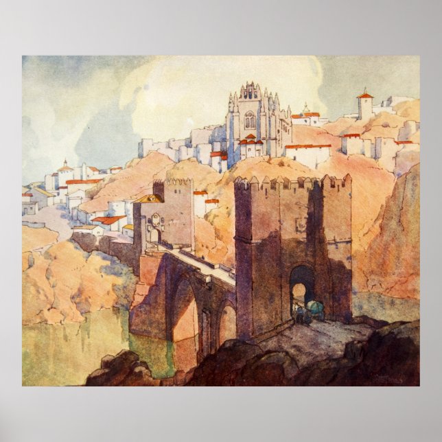 Poster Aquarelle vintage d'antiquité Toledo (Devant)