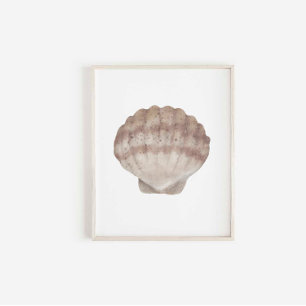 Poster aquarelle vintage empreinte de coquillage