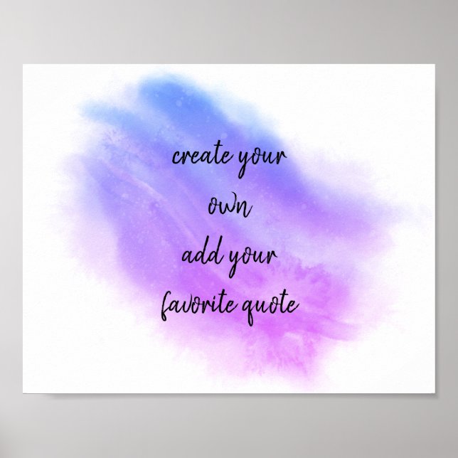 Poster aquarelle violet bleu ajouter un guillemet (Devant)