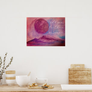 Poster Aquarelle Violet et Montagnes Rocheuses Brown