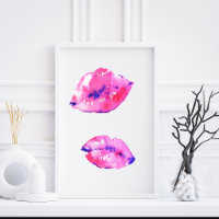Aquarelle vive Lèvres roses Abstrait Art mode