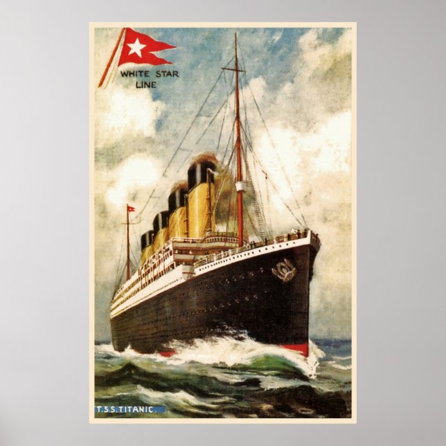 Poster Aquarelle White Star ligne TSS Titanic (Devant)