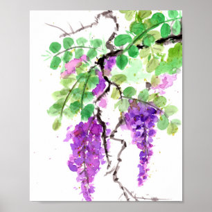 Poster Aquarelle Wisteria Violet