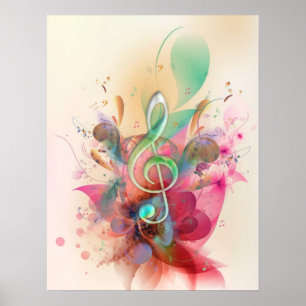 Poster aquarelles cool tonalités à clef triples notes d