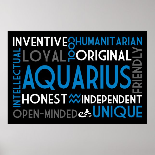 Poster Aquarius Astrology Word Collage Imprimer (Devant)