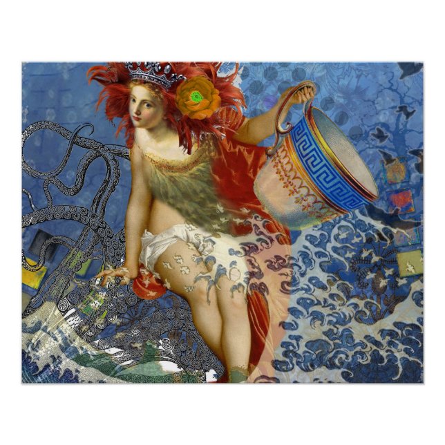 Poster Aquarius Mermaid Bleu gothique (Devant)