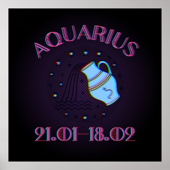 Poster Aquarius, signe zodiaque, horoscope (Devant)