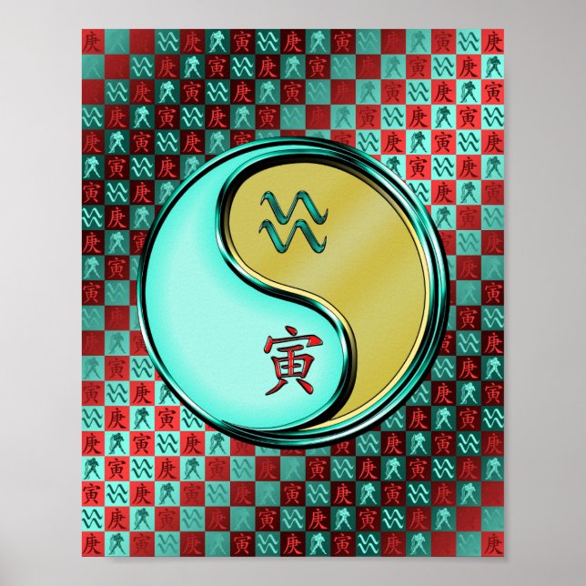 Poster Aquarius & Tigre métallique (Devant)