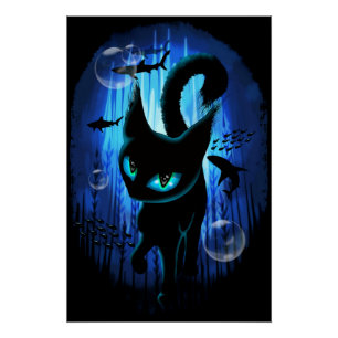 Poster Aquaticat - Chat surréaliste en Imaginaire profond