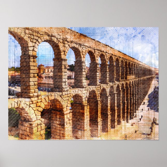 Poster Aqueduc romain, Ségovie. Espagne (Devant)