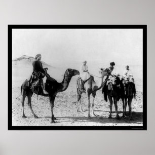 Poster Arabes à dos de chameaux dans le désert du Sahara