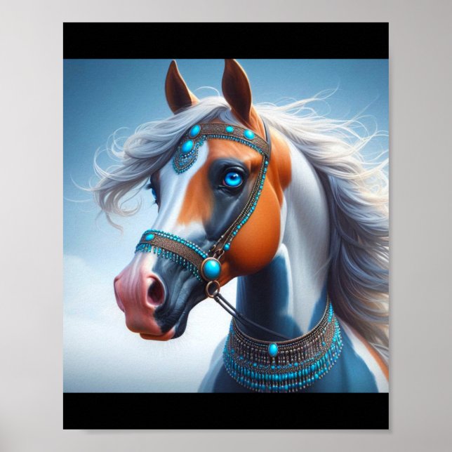 Poster Arabian Paint Horse Blue Eyes (Devant)