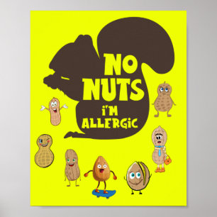 Poster Arachide sans noix Je suis Allergic Allergic Sensi
