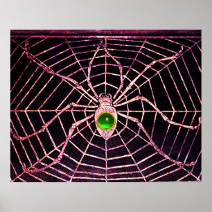 Poster ARAIGNÉE ET TOILE Émeraude verte Pierre précieuse