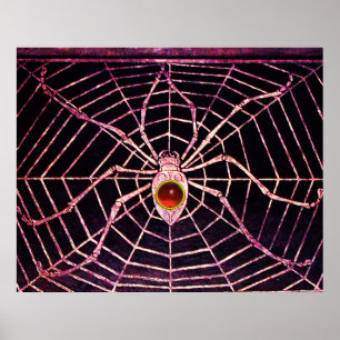 Poster ARAIGNÉE ET TOILE Rubis Rouge Pierre Noire