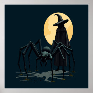 Poster Araignée, Sorcière et Ombre au Clair de Lune