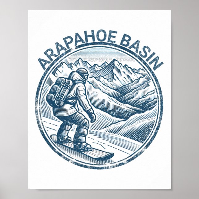 Poster Arapahoe Basin Snowboard Snowboard (Devant)