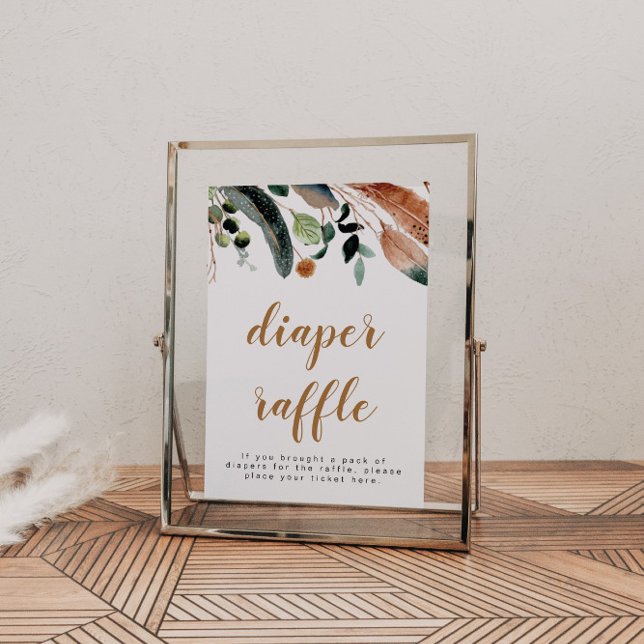 Poster ARBOR Bohème Plumes Verdure Baby Diaper Raffle (Créateur téléchargé)