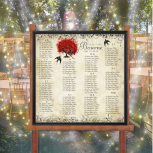 Poster Arbre à cœur rouge - 100 à 150 invités - alphabéti
