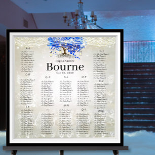 Poster Arbre à feuilles en forme de cœur bleu royal roman