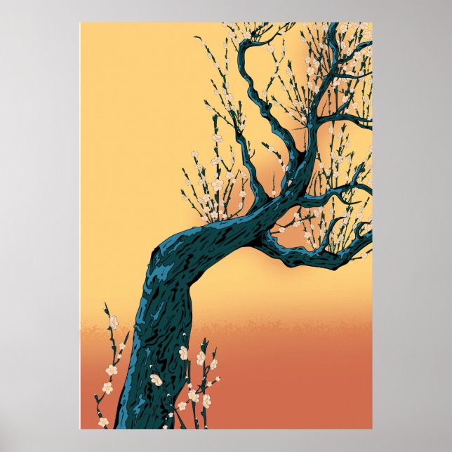 Poster Arbre à fleurs chinois (Devant)