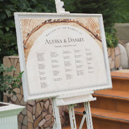 Poster Arbre à grains de bois rustique Cercle Mariage Car