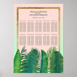 Poster Arbre à palmier tropical Banana Leaf Gold Seating 