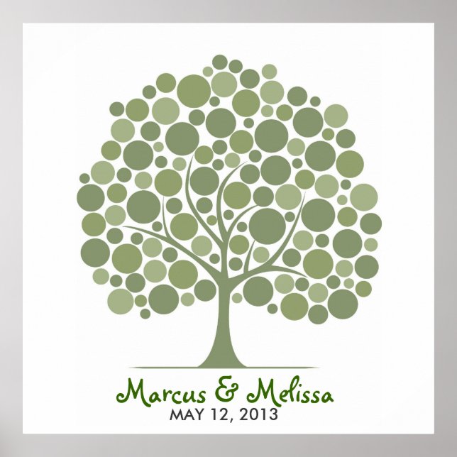Poster Arbre à signatures de mariage – Cercles (Devant)