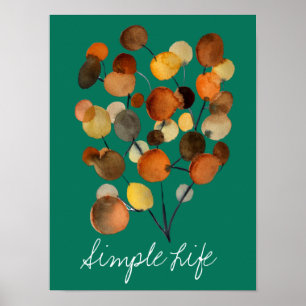 Poster Arbre Abstrait brun d'automne