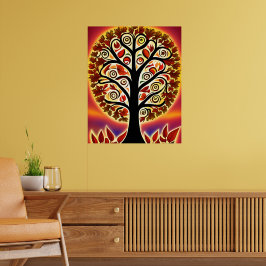 Poster Arbre Abstrait de récolte d'automne