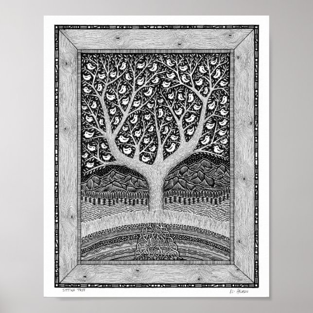 Poster Arbre assise (Devant)