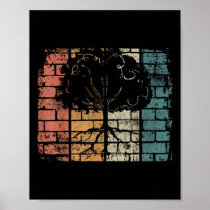 Poster Arbre aux racines - Retro Nature De l'environnemen