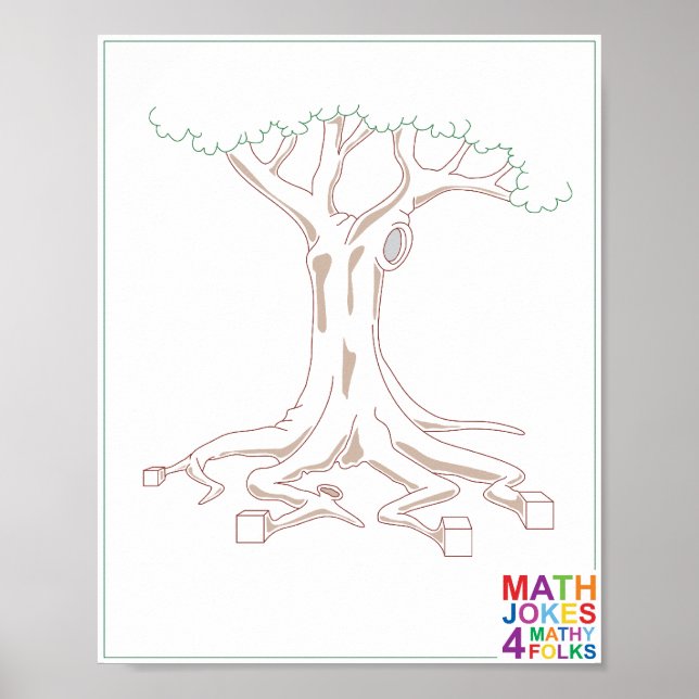 Poster Arbre avec racines de cube (Devant)