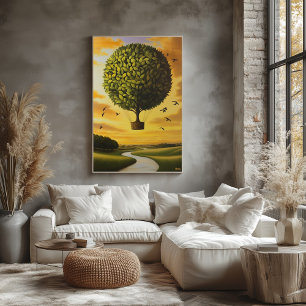 Poster Arbre ballon de paysage onirique surréaliste sur u