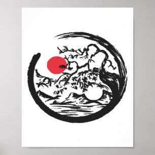 Poster Arbre Bonsaï Naturel Yin Yang Qi Gong Yoga Tai Chi
