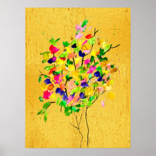 Poster Arbre coloré aquarelle