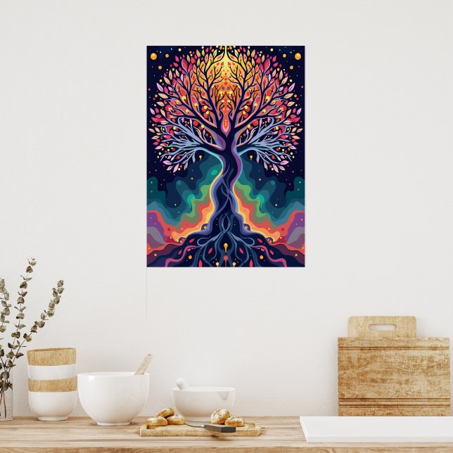 Poster Arbre cosmique vibrant (Cuisine)
