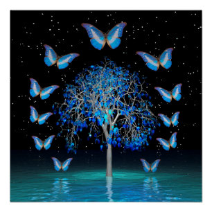 Poster Arbre cristal papillon