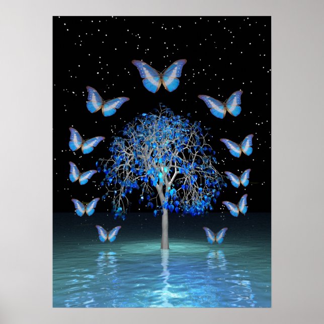 Poster Arbre cristal papillon (Devant)