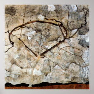 Poster Arbre d'automne dans le mouvement par Egon Schiele