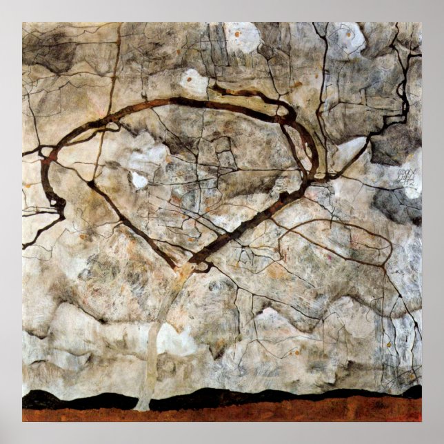 Poster Arbre d'automne en mouvement par Egon Schiele (Devant)