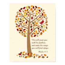 Arbre d'automne rustique Psaume 91 Bible chrétienn