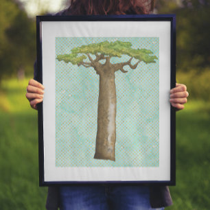 Poster Arbre de baobab aquarelle