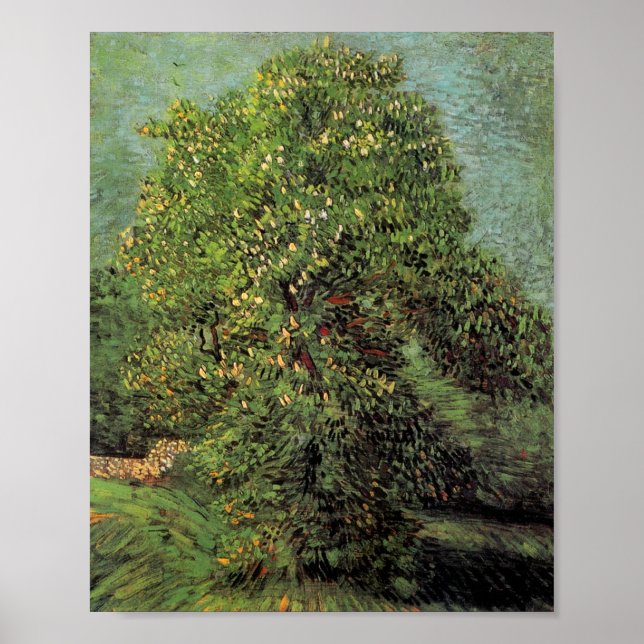 Poster Arbre de châtaigniers en Fleur, Art de Van Gogh (Devant)
